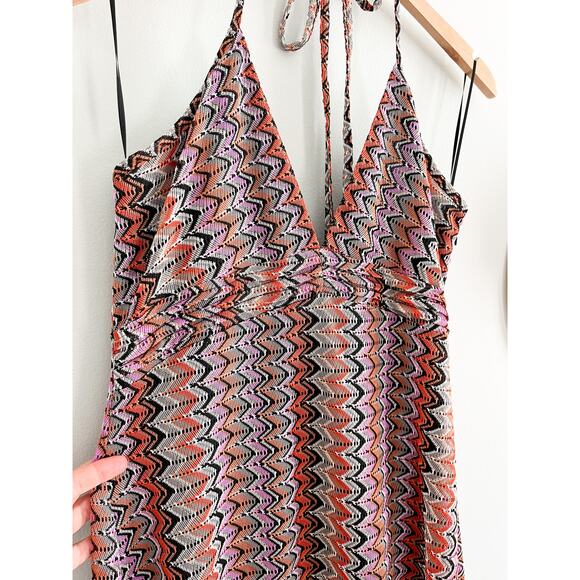 Ramy Brook | Daphne Zigzag Halter Maxi Dress | Soho Multi | Sz 16 - Picture 6 of 12